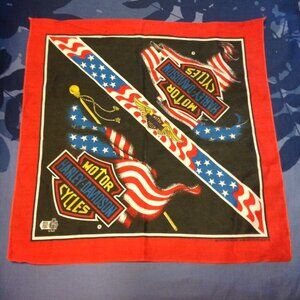 Vintage Harley Davidson USA Flag Stars Stripes Scarf Bandana